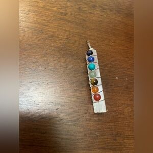 Selenite 7 Chakra Healing Stone Pendant Only
